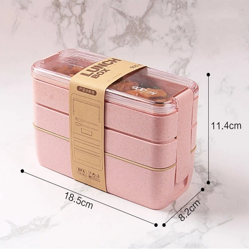 LUNCHBOX com 3 andares - 900ml + Garfo Colher de BRINDE