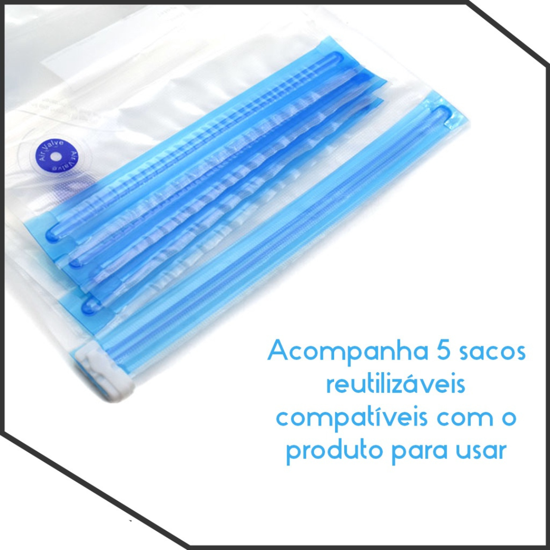 Seladora Embaladora Vácuo Recarregável Portátil Premium + 2 BRINDES