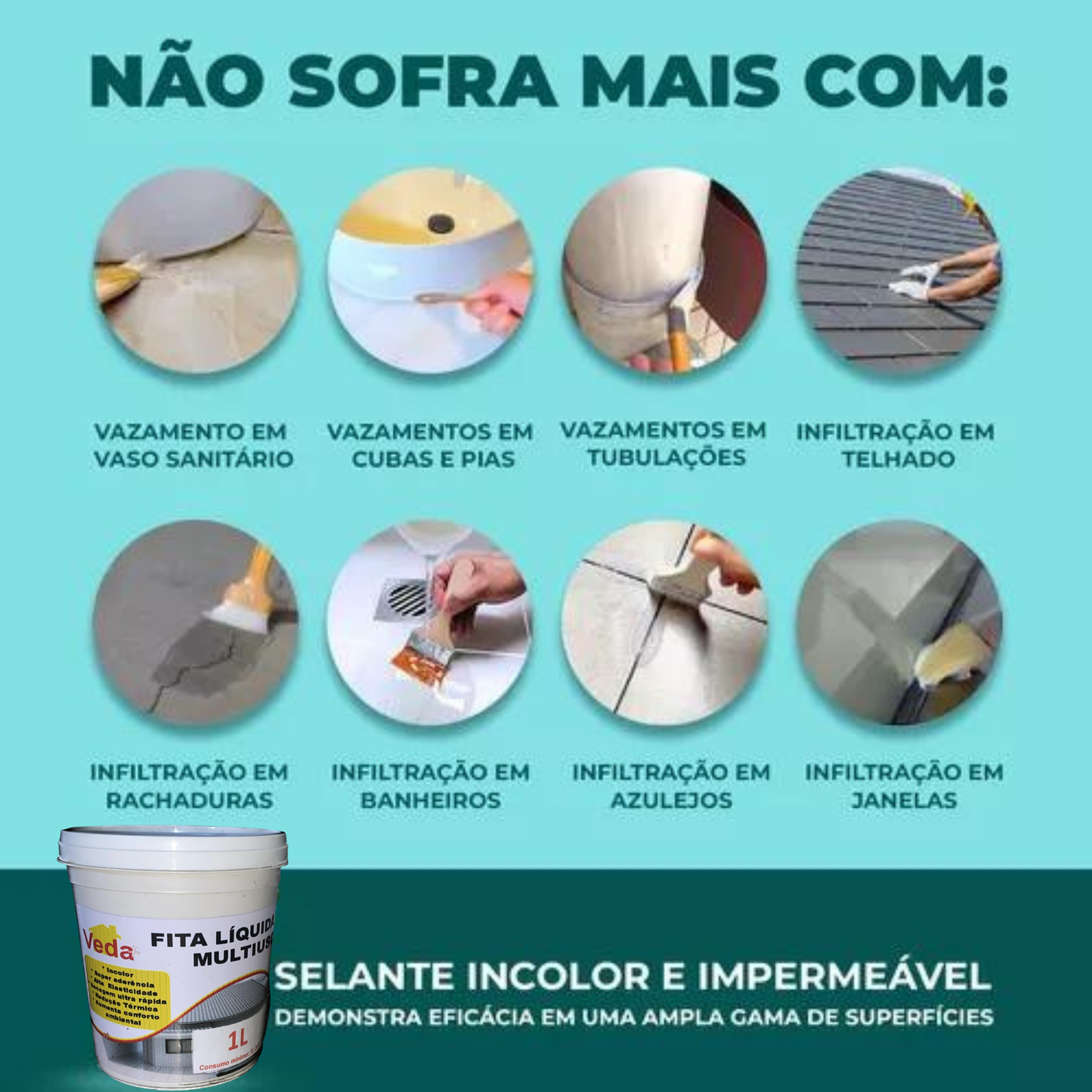 Selante VEDA TUDO de Isolamento para Vazamentos e Infiltrações