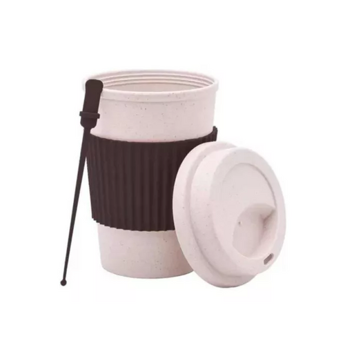 Copo Para Café/Chá Com Tampa e Mexedor 450ml Bambu