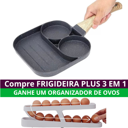 Frigideira Antiaderente Plus 3 em 1 + Brinde Esteira Automática de OVOS