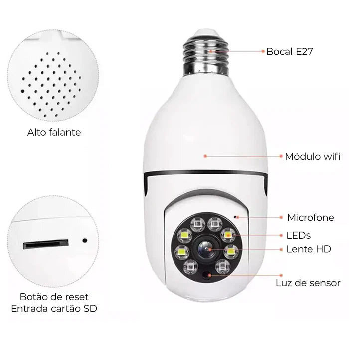 Câmera Giratória Wifi com Sensor de Movimento