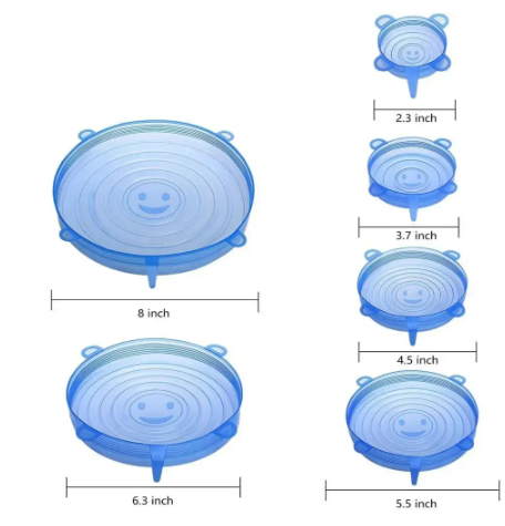 Tampas de Silicone Multiuso Reutilizável - KIT com 6 unidades