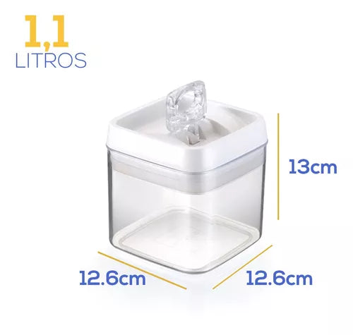Kit 4 Potes Mantimento 1,1 Litros Hermetic C/ Tampa Trava