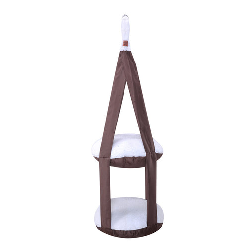 CAMA SUSPENSA PARA GATOS SHERPA DUPLA - Cor:Marrom (PET70081)