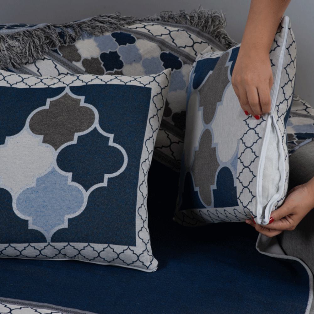 Kit Xale Para Sofá Com Franja Grécia 5 Peças 1,35m x 1,35m 60% Algodão / 40%