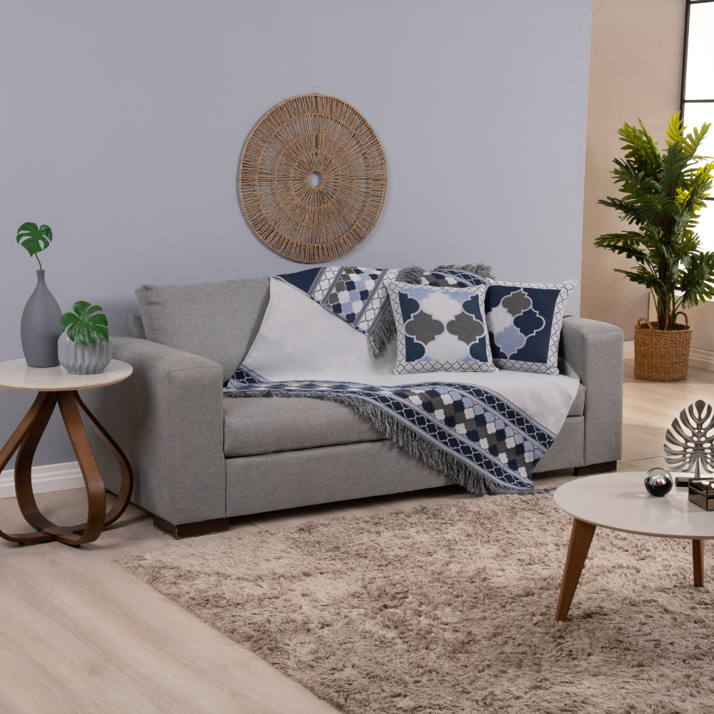 Kit Xale Para Sofá Com Franja Grécia 5 Peças 1,35m x 1,35m 60% Algodão / 40%