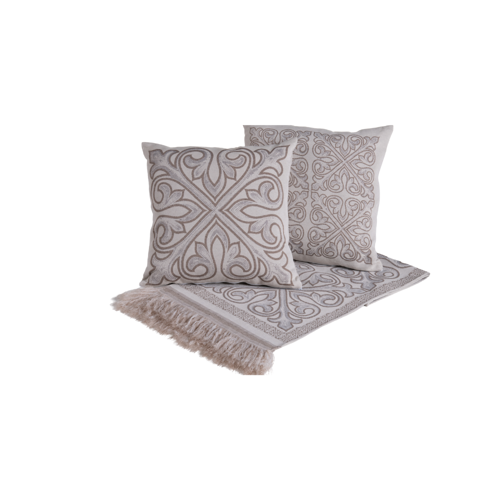 Kit Xale Para Sofá Com Franja Grécia 5 Peças 1,35m x 1,35m 60% Algodão / 40%