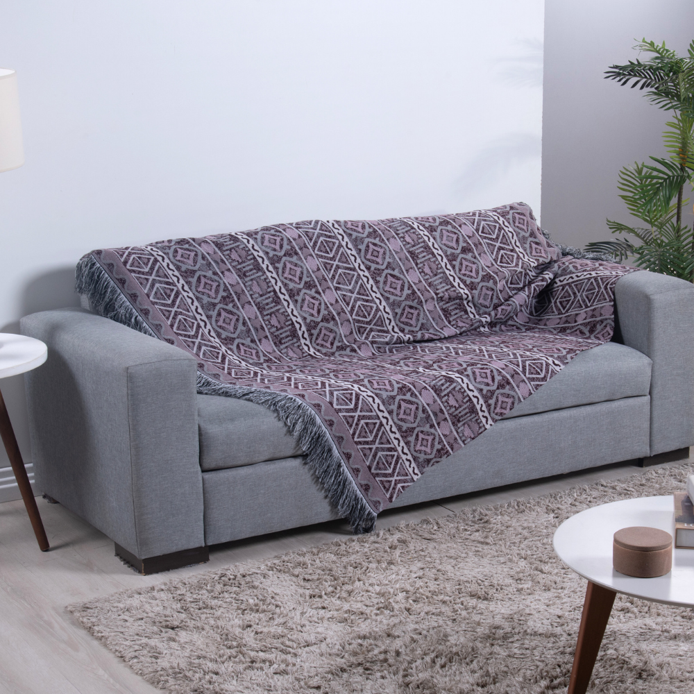Manta Para Sofá Com Franja Luxor 1 Peça 2,10m x 1,35m 60% Algodão / 40% Poliéster Tecido Jacquard