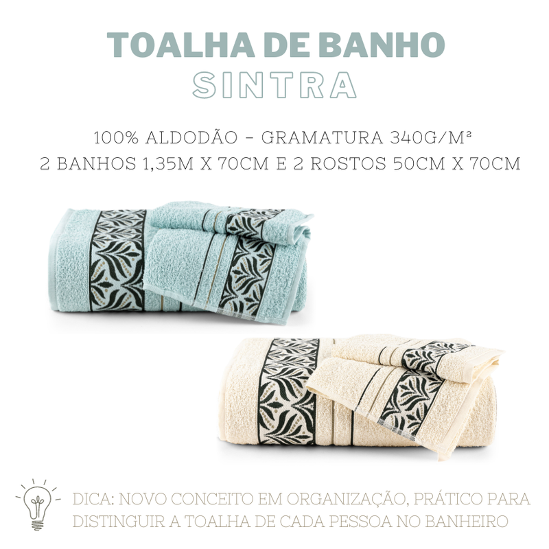 JOGO DE BANHO SINTRA 4 PEÇAS - Cor:Marine e Nude (Azul Claro e Nude)