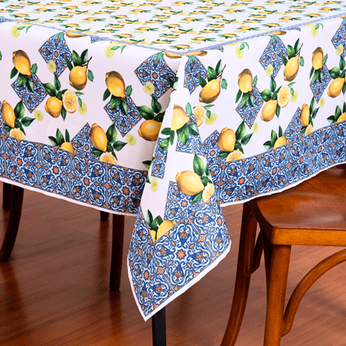 Toalha de Mesa Estampada Allegra 1 Peça 6 Lugares 100% Poliéster - Limão (VED