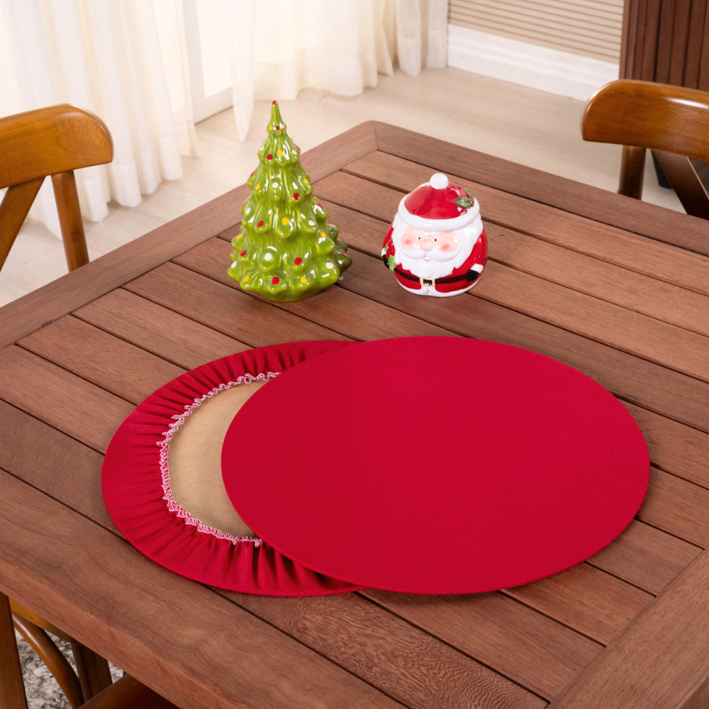 Sousplat Capa e Base MDF Basic Liso 35cm diâmetro 100% Poliéster Tecido Oxford