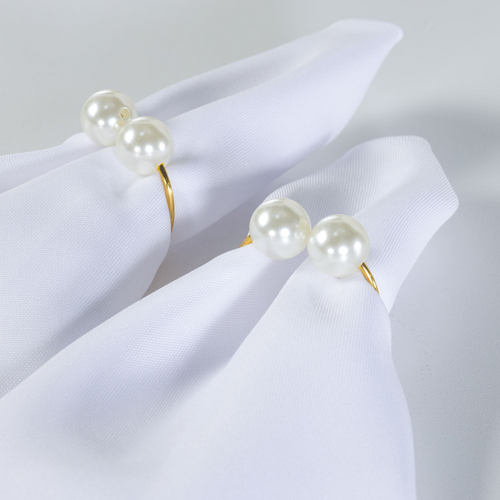 Kit 2 Anéis Para Guardanapos Pérola 4cm x 3cm Argola Metal - Dourado (VED52190