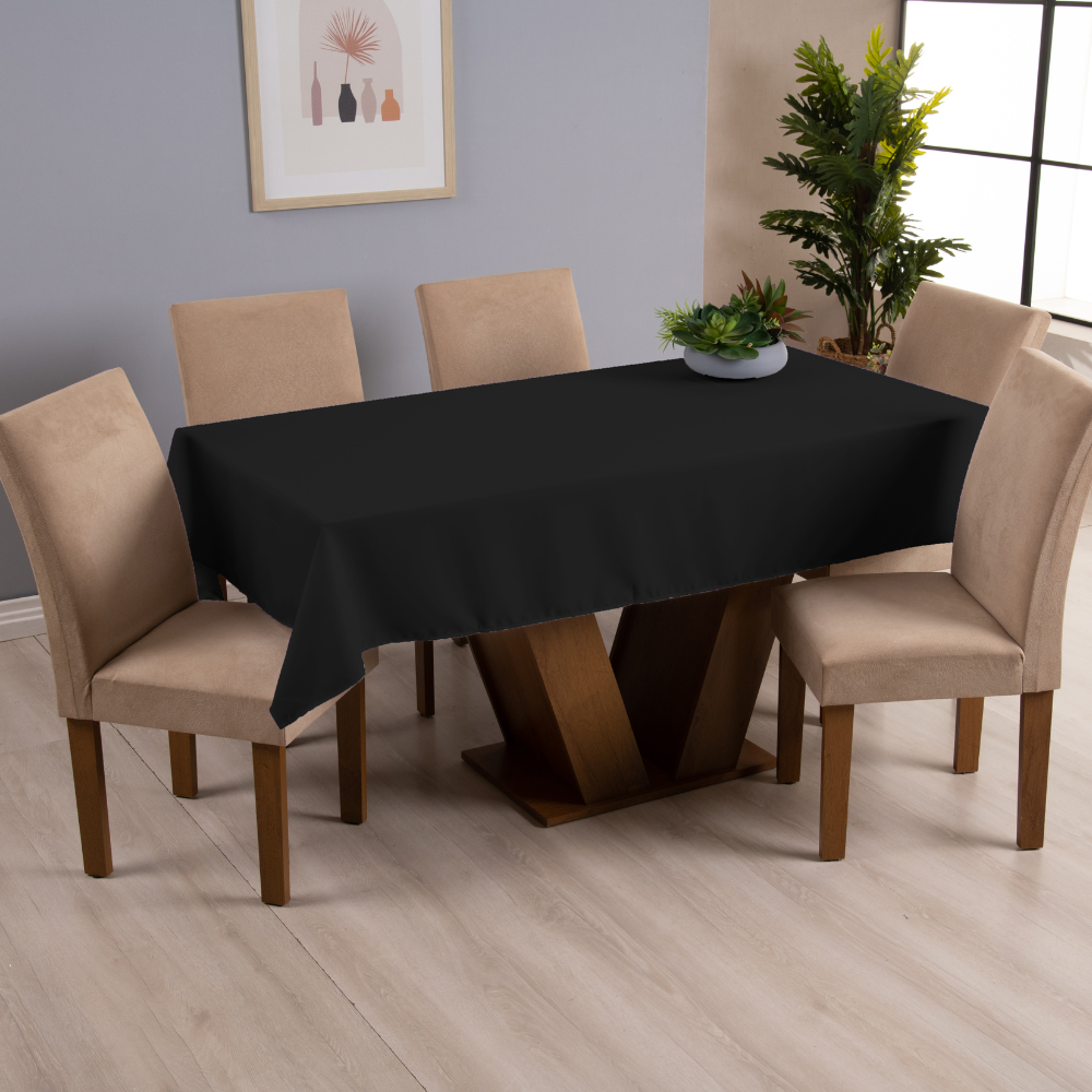 Toalha de Mesa Basic 1 Peça 3,00m x 1,40m 10 Lugares 100% Poliéster Tecido Oxf