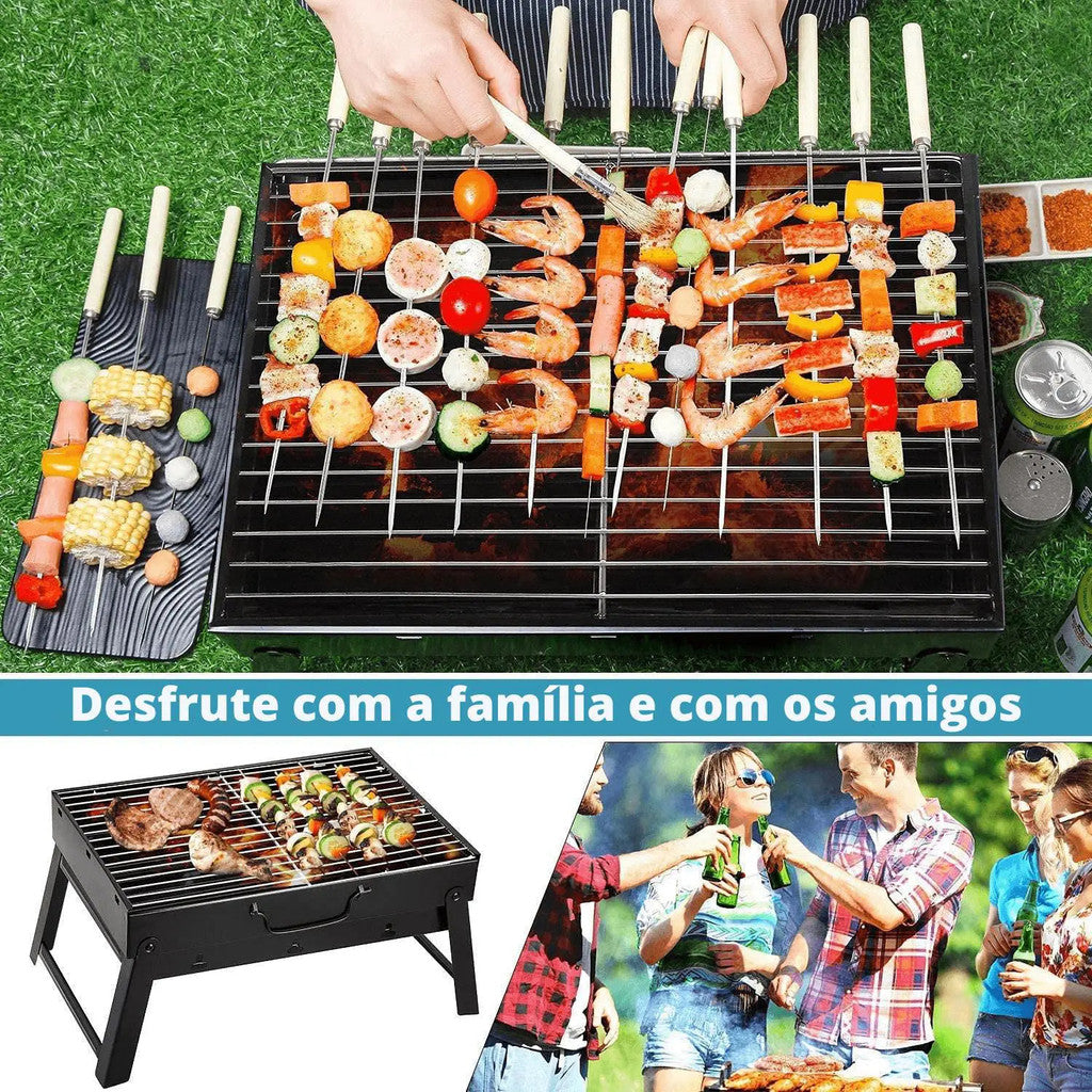 Mini Churrasqueira Portátil Dobrável 40cm