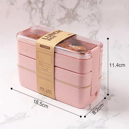 LUNCHBOX com 3 andares - 900ml + Garfo Colher de BRINDE
