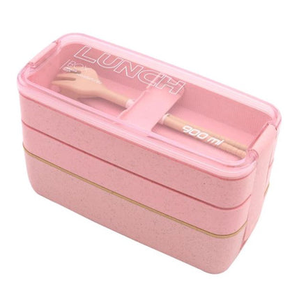 LUNCHBOX com 3 andares - 900ml + Garfo Colher de BRINDE