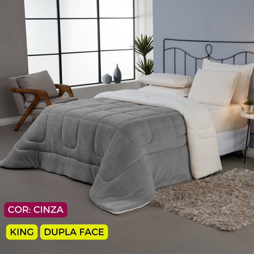 Coberdrom Cobertor Dupla Face 1 Peça King  Manta Soft e  Sherpa  de Carneiro