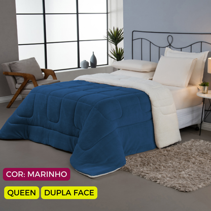 Coberdrom Cobertor Dupla Face 1 Peça Queen Manta Soft e Sherpa de  Carneiro