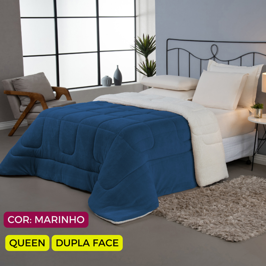 Coberdrom Cobertor Dupla Face 1 Peça Queen Manta Soft e Sherpa de  Carneiro