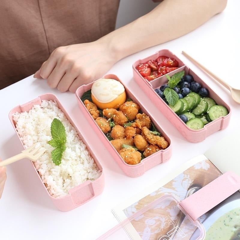 LUNCHBOX com 3 andares - 900ml + Garfo Colher de BRINDE