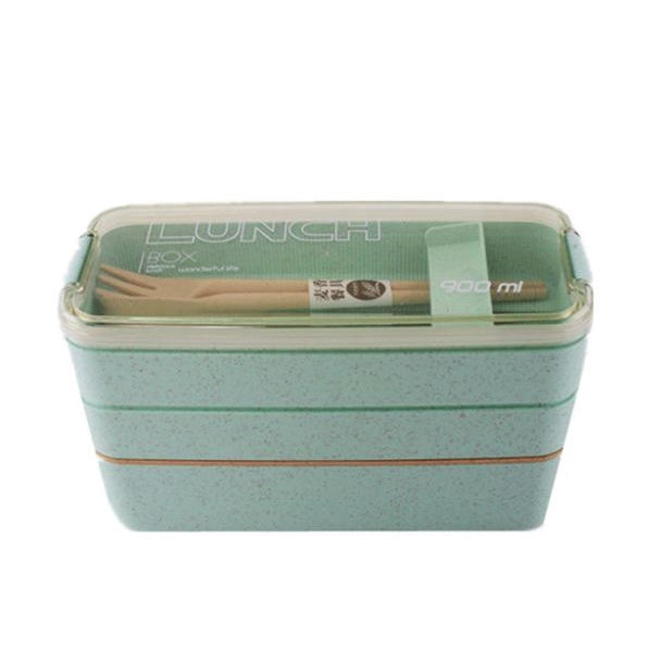LUNCHBOX com 3 andares - 900ml + Garfo Colher de BRINDE