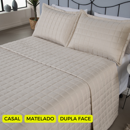 Kit Cobre Leito Matelado Dupla Face Soft 3 Peças Casal 100% Poliéster - Areia