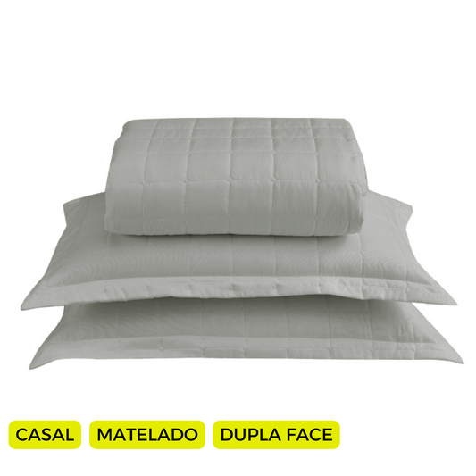 Kit Cobre Leito Matelado Dupla Face Soft 3 Peças Casal 100% Poliéster - Cinza