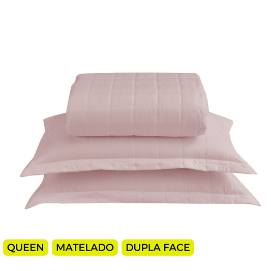 Kit Cobre Leito Matelado Dupla Face Soft 3 Peças Queen 100% Poliéster - Rosê