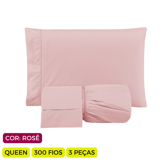 Jogo de Lençol Versatile Ponto Palito  Simples 3 Peças Queen Micropercal