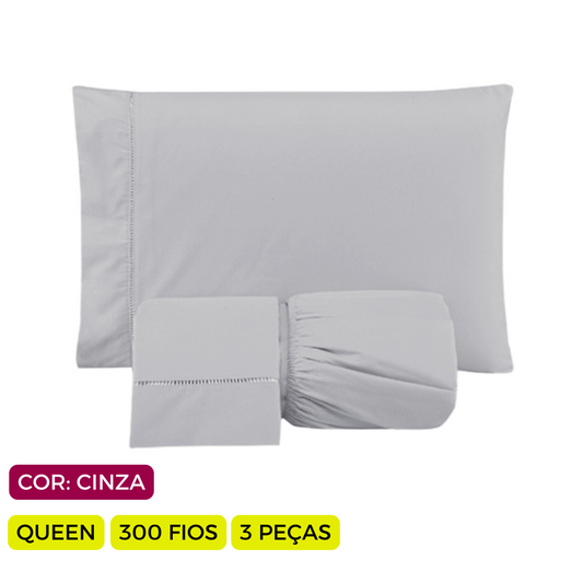 Jogo de Lençol Versatile Ponto  Palito Simples  3 Peças Queen Micropercal