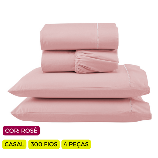 Jogo de Lençol Versatile Ponto Palito Completo 4 Peças Casal  Micropercal