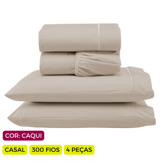 Jogo de Lençol Versatile Ponto Palito Completo  4 Peças Casal Micropercal