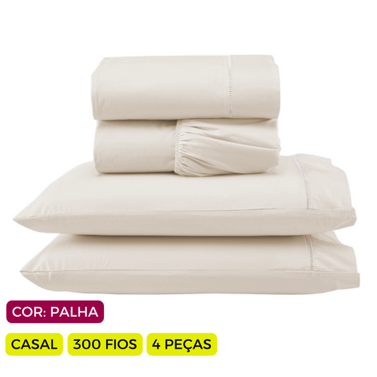 Jogo de Lençol Versatile Ponto Palito Completo 4 Peças  Casal Micropercal