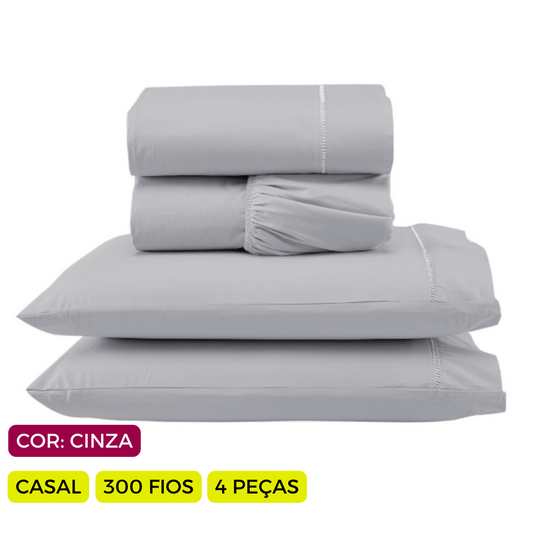 Jogo de Lençol Versatile Ponto  Palito Completo 4 Peças  Casal  Micropercal