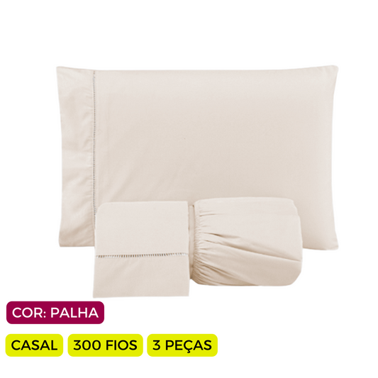 Jogo de Lençol Versatile Ponto Palito Simples 3 Peças  Casal  Micropercal