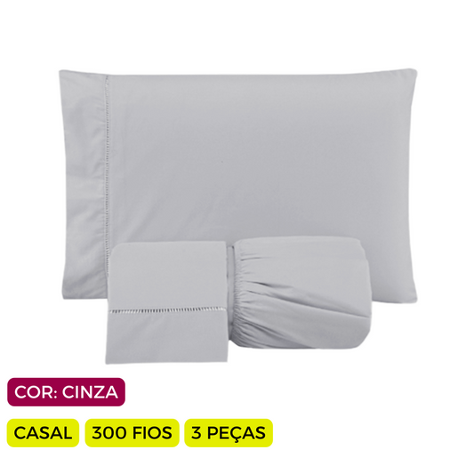 Jogo de Lençol Versatile Ponto Palito Simples  3 Peças Casal Micropercal