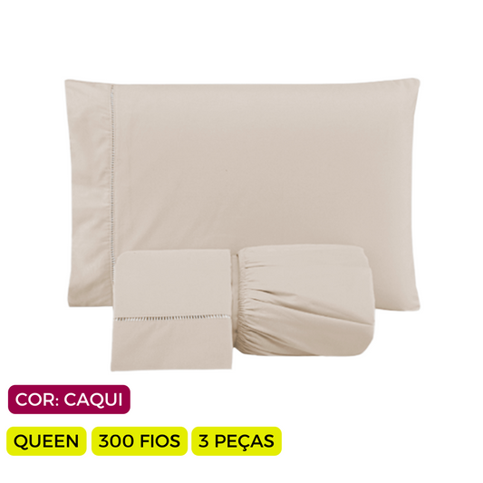 Jogo de Lençol Versatile Ponto  Palito  Simples 3 Peças Queen Micropercal