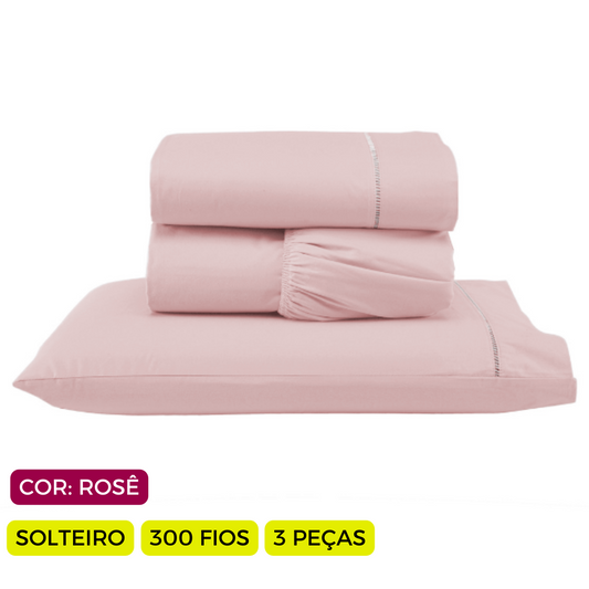 Jogo de Lençol Versatile Ponto Palito Completo 3 Peças  Solteiro  Micropercal