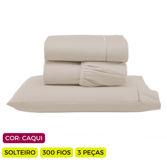 Jogo de Lençol Versatile Ponto Palito Completo  3 Peças Solteiro Micropercal