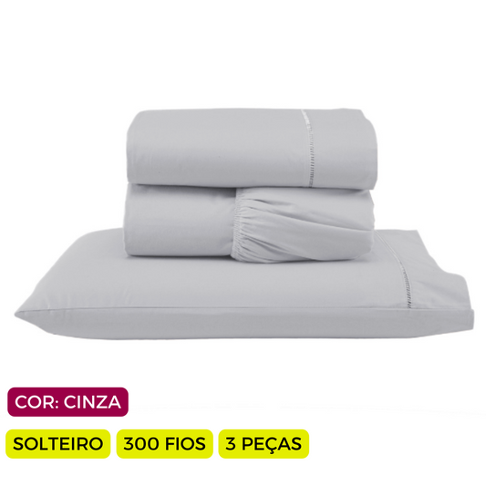Jogo de Lençol Versatile Ponto Palito Completo  3 Peças  Solteiro Micropercal