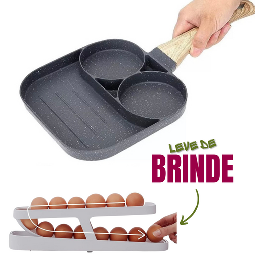 Frigideira Antiaderente Plus 3 em 1 + Brinde Esteira Automática de OVOS