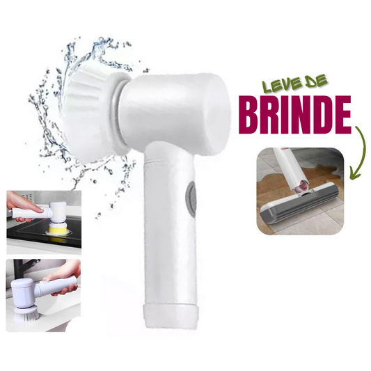 Super Escova Giratória Limpeza 3 em 1 + Brinde Esfregão Mini MOP