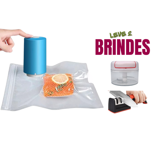 Seladora Embaladora Vácuo Recarregável Portátil Premium + 2 BRINDES