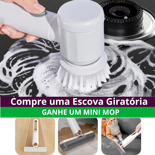 Super Escova Giratória Limpeza 3 em 1 + Brinde Esfregão Mini MOP
