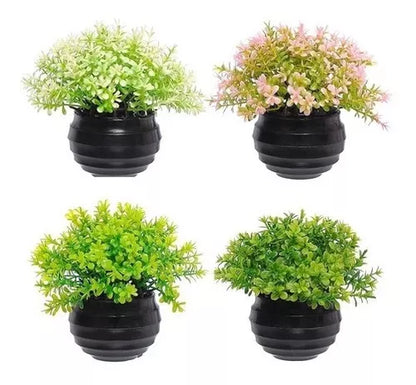 Vasinhos Plantas kit com 4 unidades + Brinde com 4 Flores  Artificiais