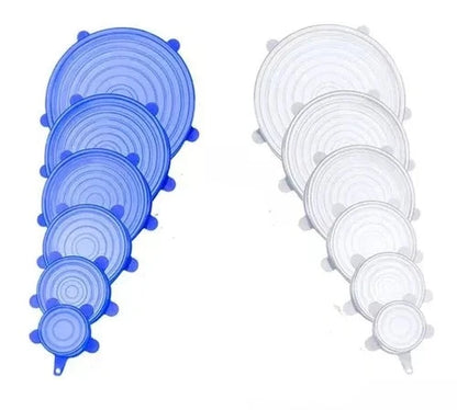 Tampas de Silicone Multiuso Reutilizável - KIT com 6 unidades