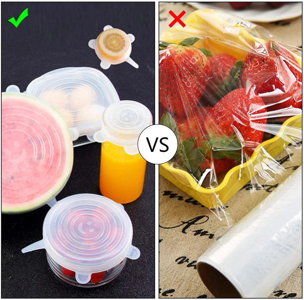 Tampas de Silicone Multiuso Reutilizável - KIT com 6 unidades