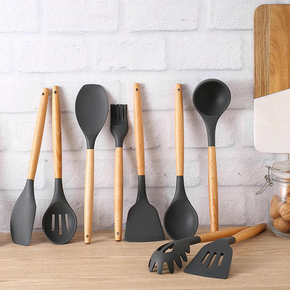 Kit C/12 Utensílios de Silicone + Copo Suporte + Brinde Multiprocessador