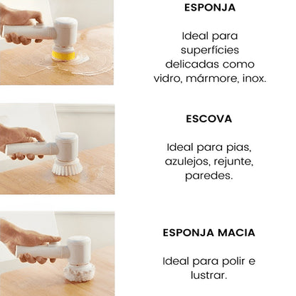 Super Escova Giratória Limpeza 3 em 1 + Brinde Esfregão Mini MOP